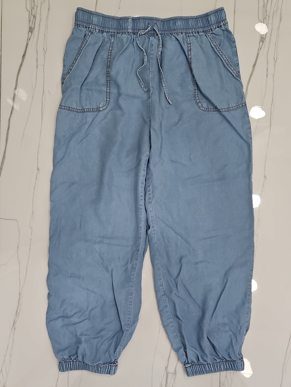 Venini Light Blue Elastic-Waist Jogger Pants